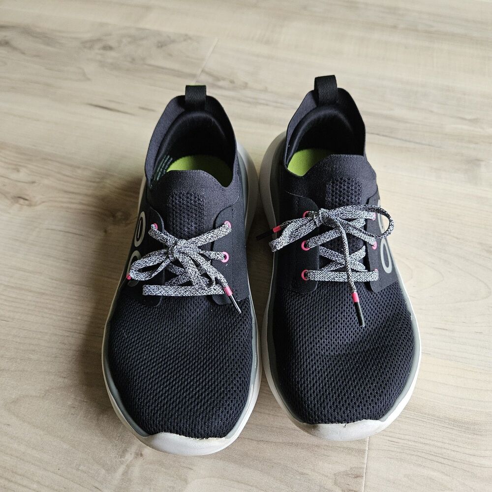 Oofos OOmy Stride Shoes Womens 8.5 Black White Comfort Recovery Walking Running